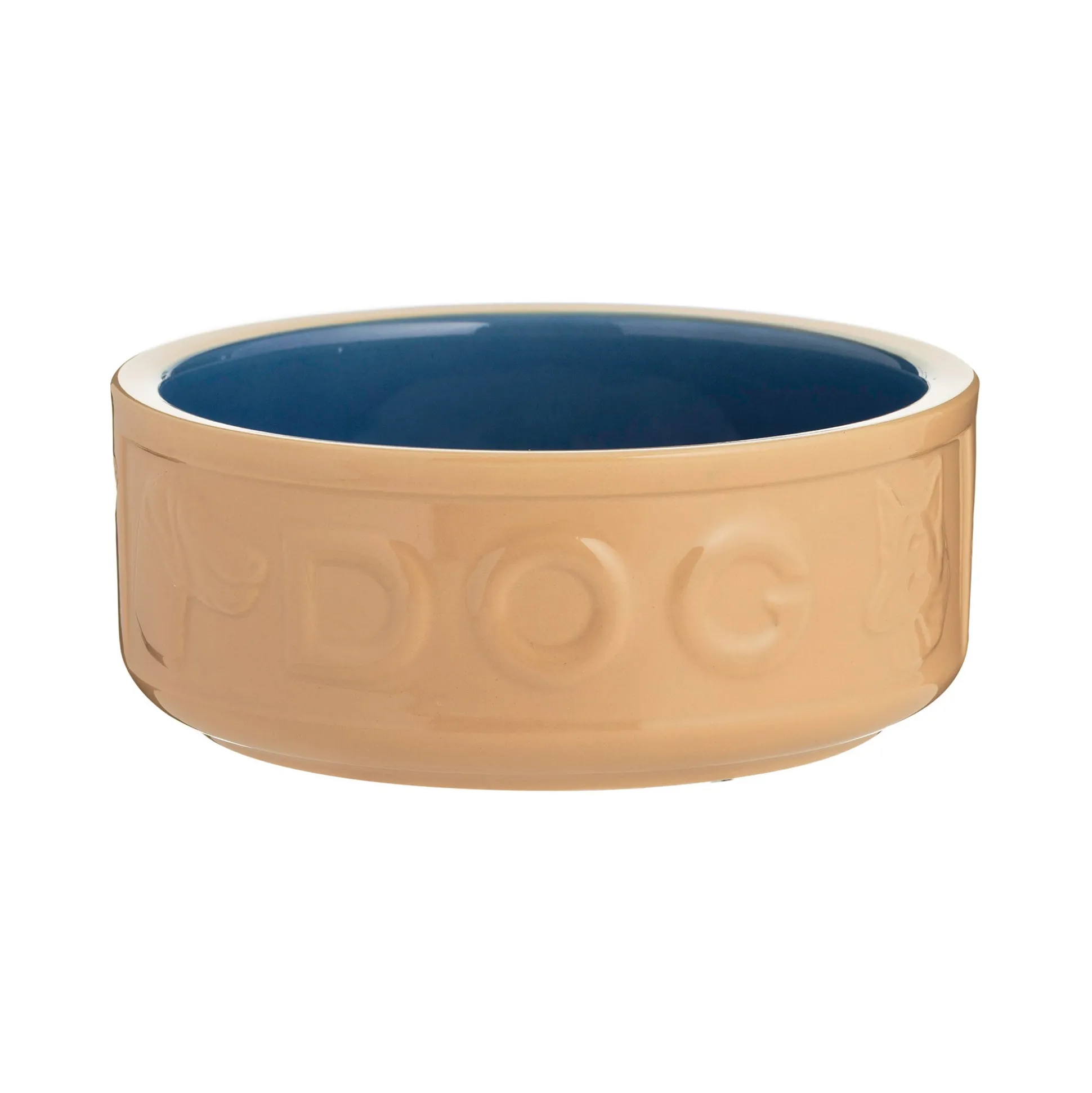 Cane & Blue Lettered Dog Bowl 18cm