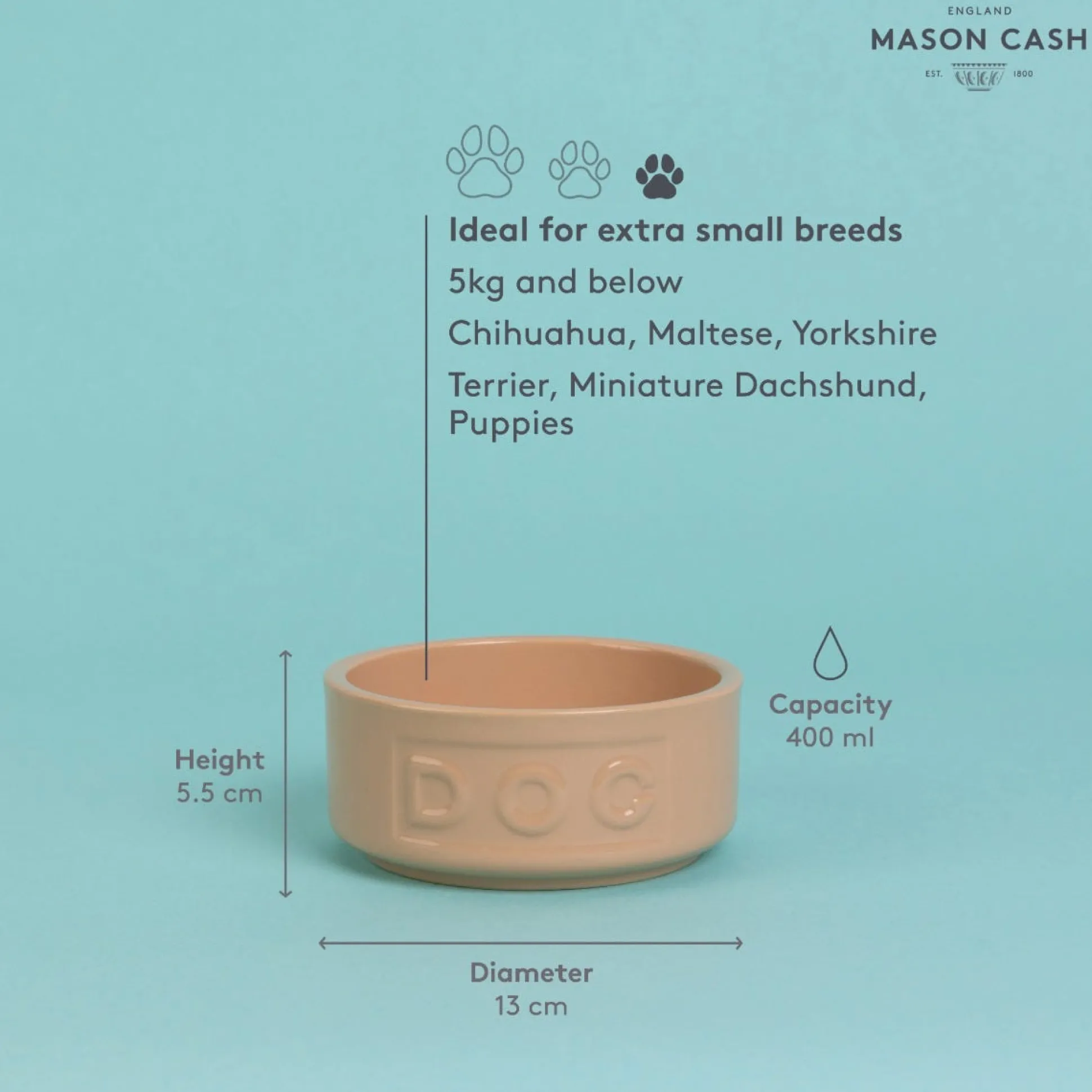 Cane Lettered Dog Bowl 13cm