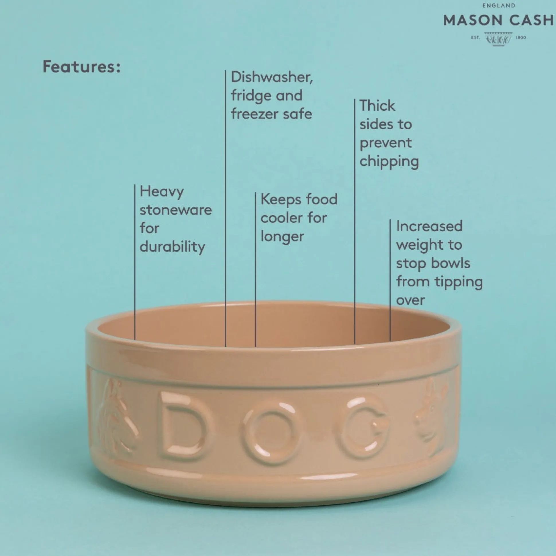Cane Lettered Dog Bowl 25cm