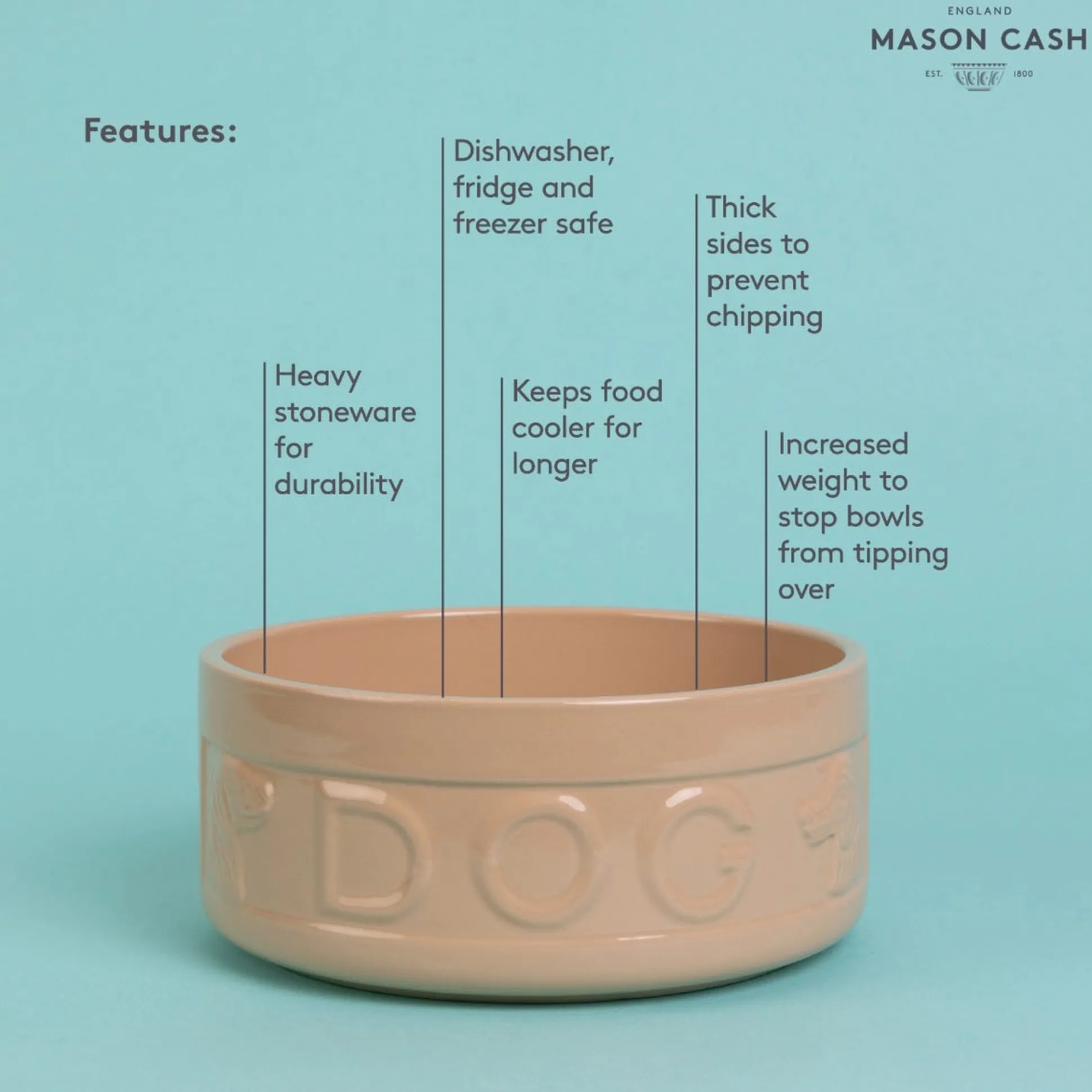 Cane Lettered Dog Bowl 20cm