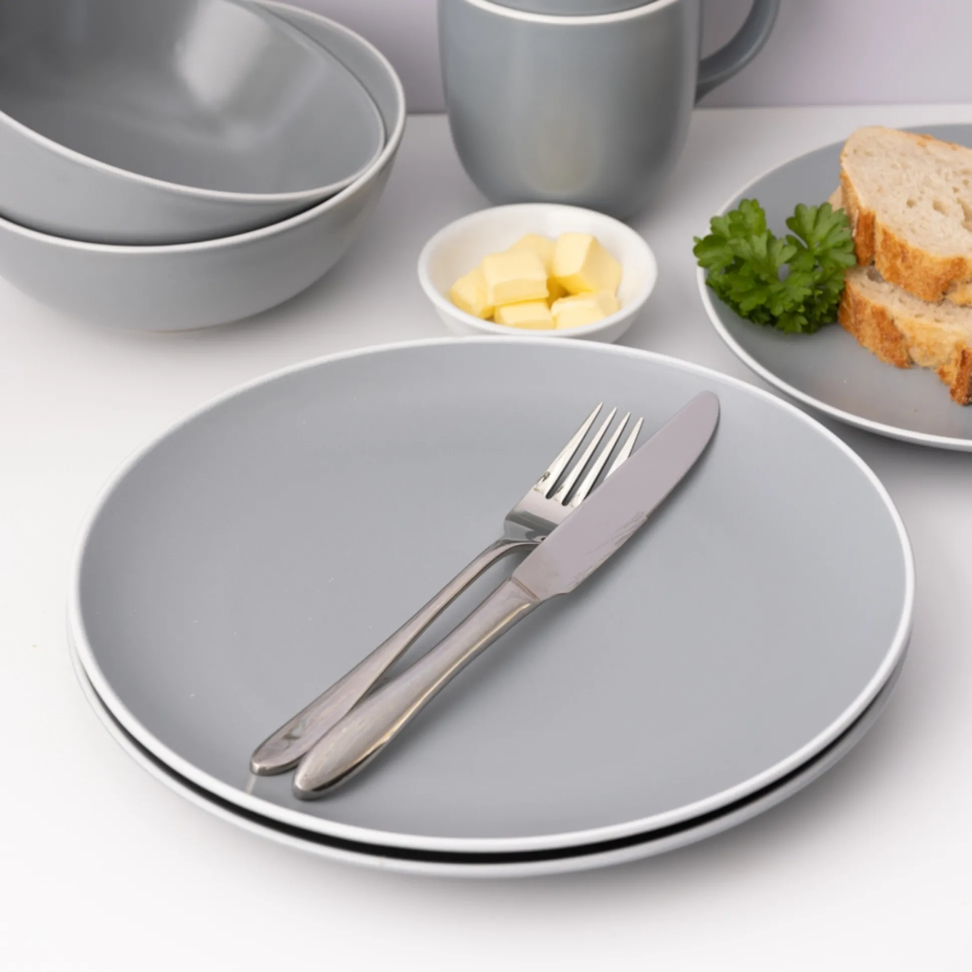 Classic Collection Set 4 Grey Dinner Plates