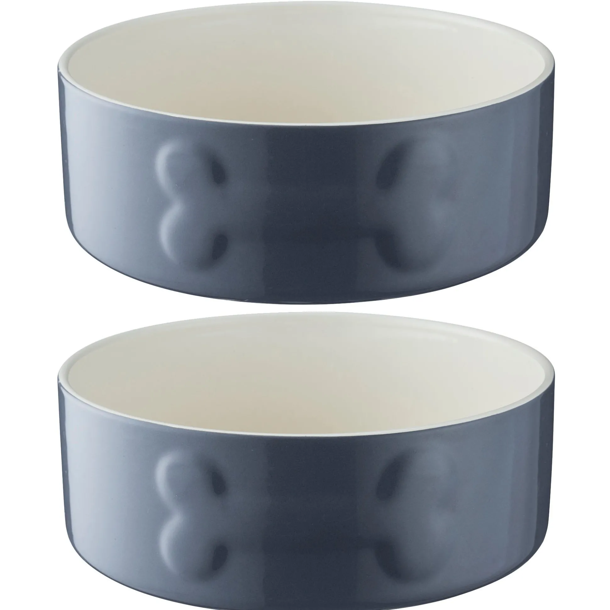 Colour Mix Grey Set Of 2 Dog Bowls 20cm