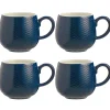 Embossed Chevron Set Of 4 Navy Mugs 350ml