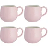 Embossed Honeycomb Set Of 4 Pink Mugs 350ml