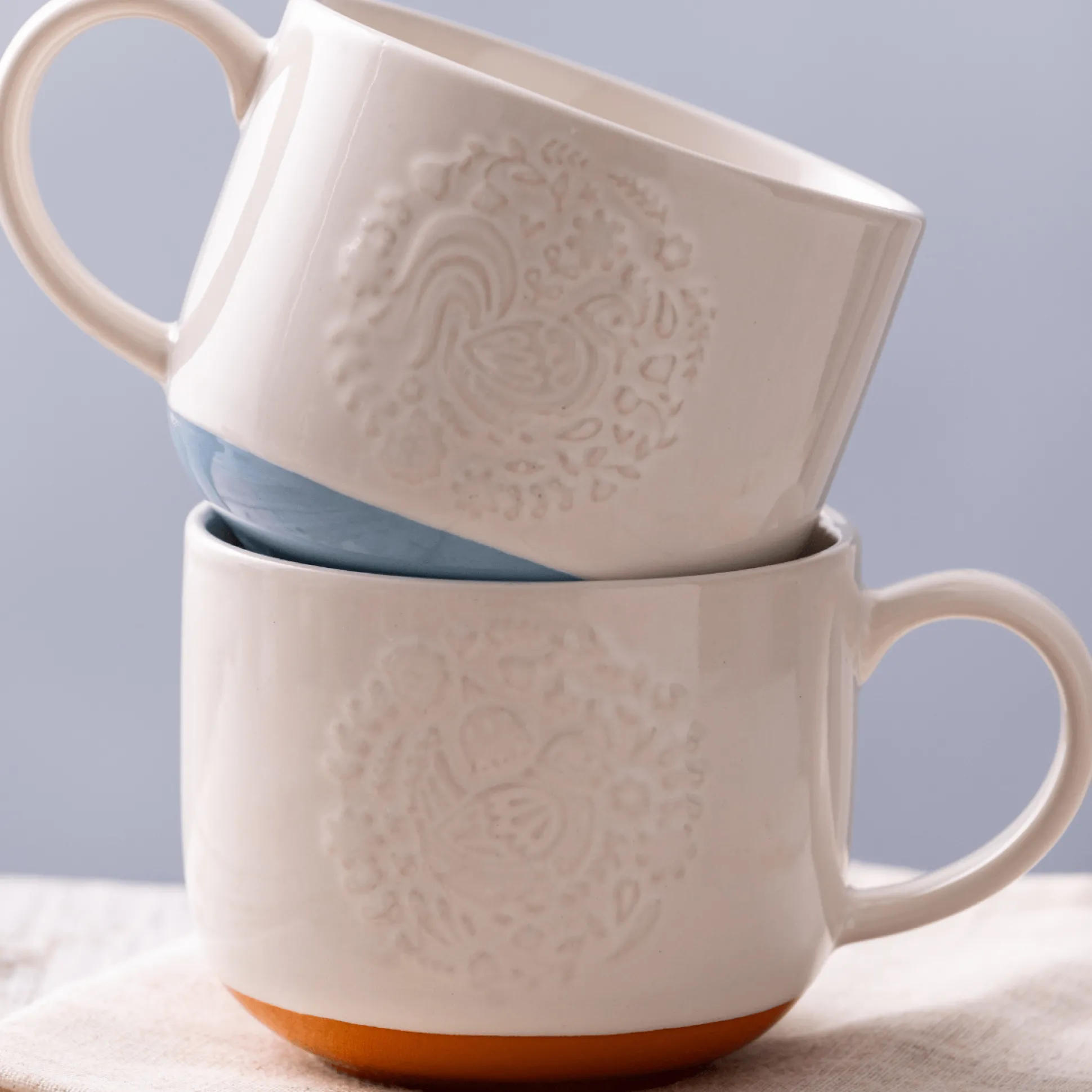 Folk Farmyard Set Of 2 Mugs