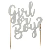 Girl Or Boy Silver Glitter Topper