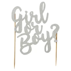 Girl Or Boy Silver Glitter Topper