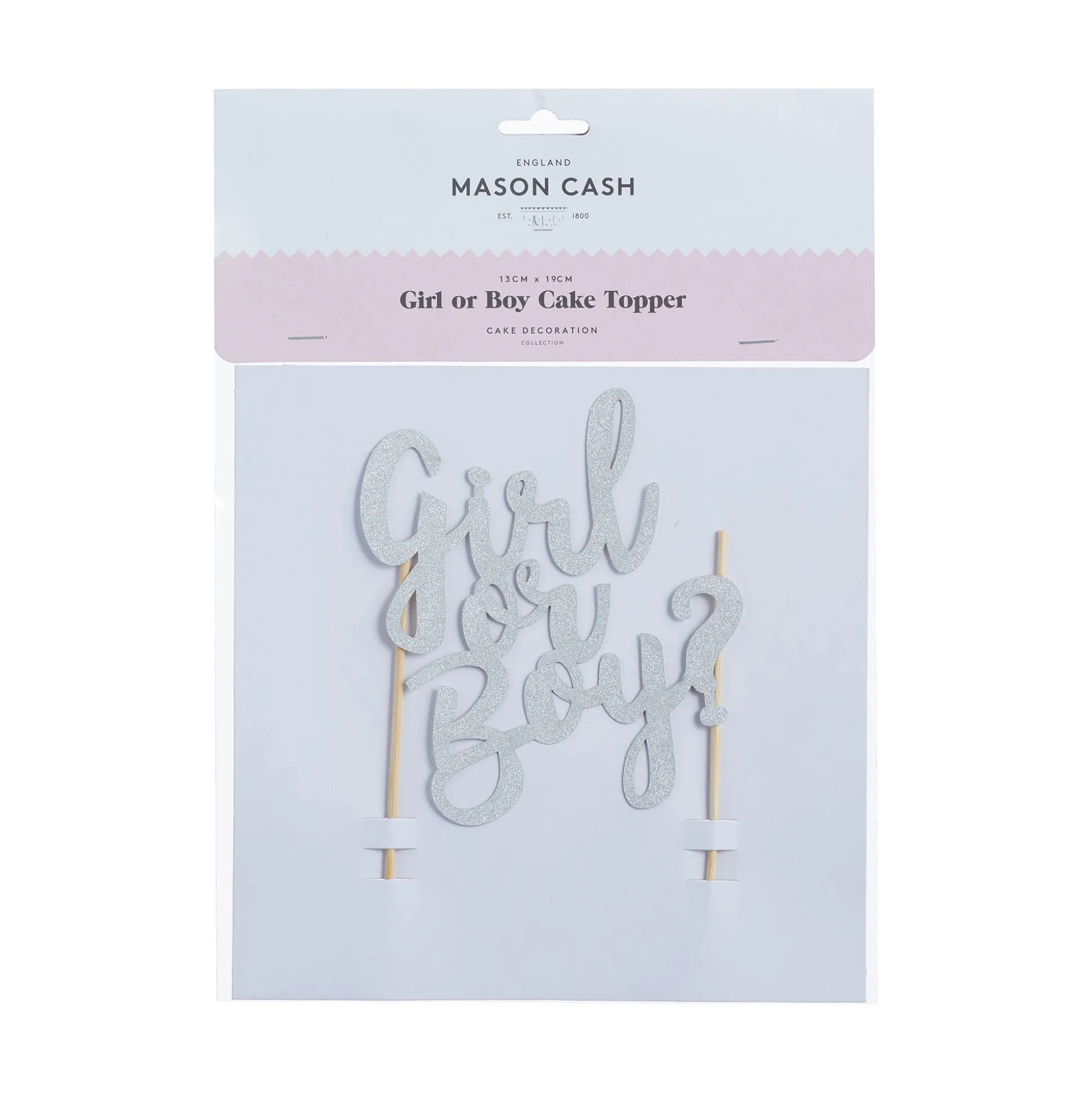 Girl Or Boy Silver Glitter Topper