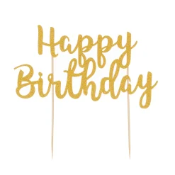 Happy Birthday Gold Cake Topper