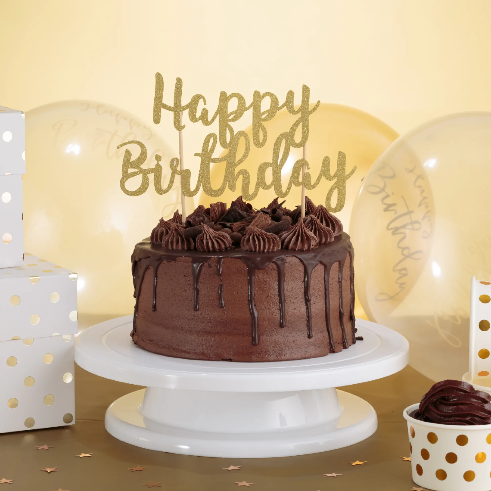 Happy Birthday Gold Cake Topper