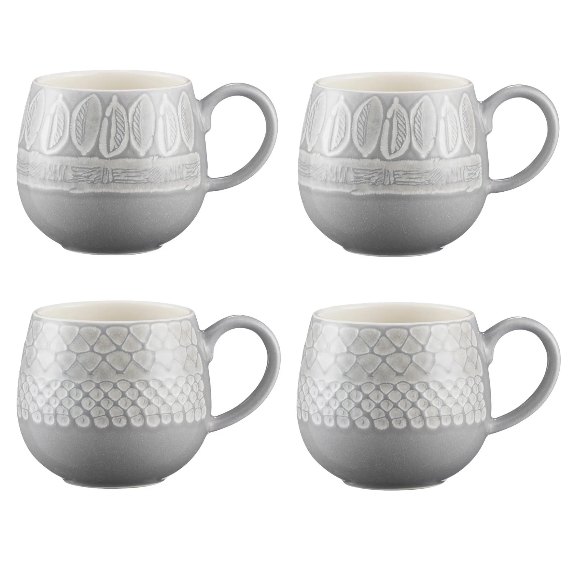Impressions Set Of 4 Grey Mugs 350ml