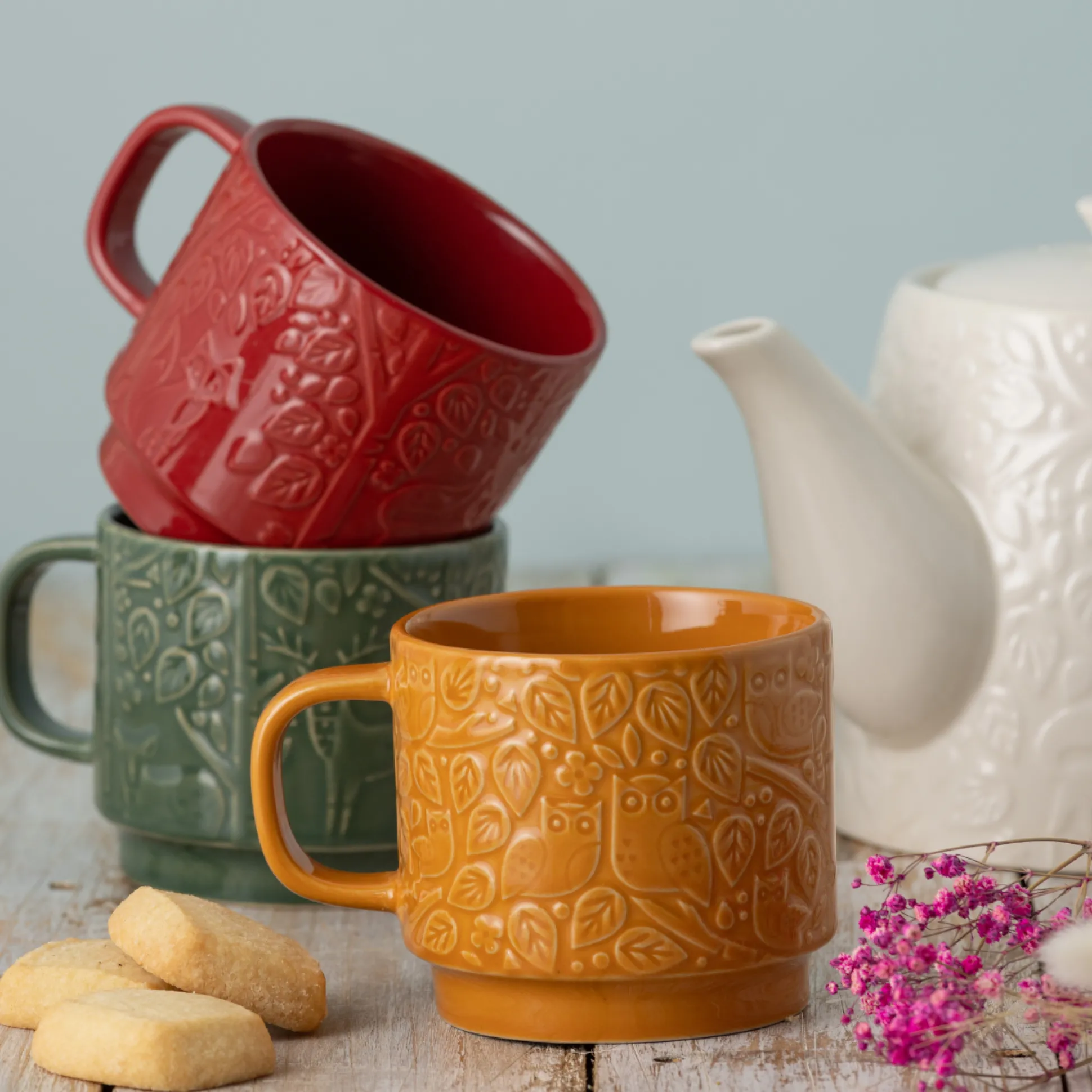 In The Forest Set Of 4 Red Mugs 300ml
