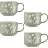 In The Meadow Set Of 4 Green Tulip Mugs 400ml