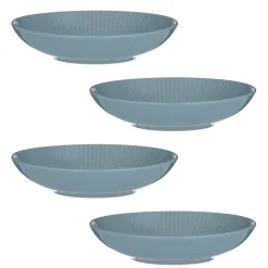 Linear Set Of 4 Blue Pasta Bowls