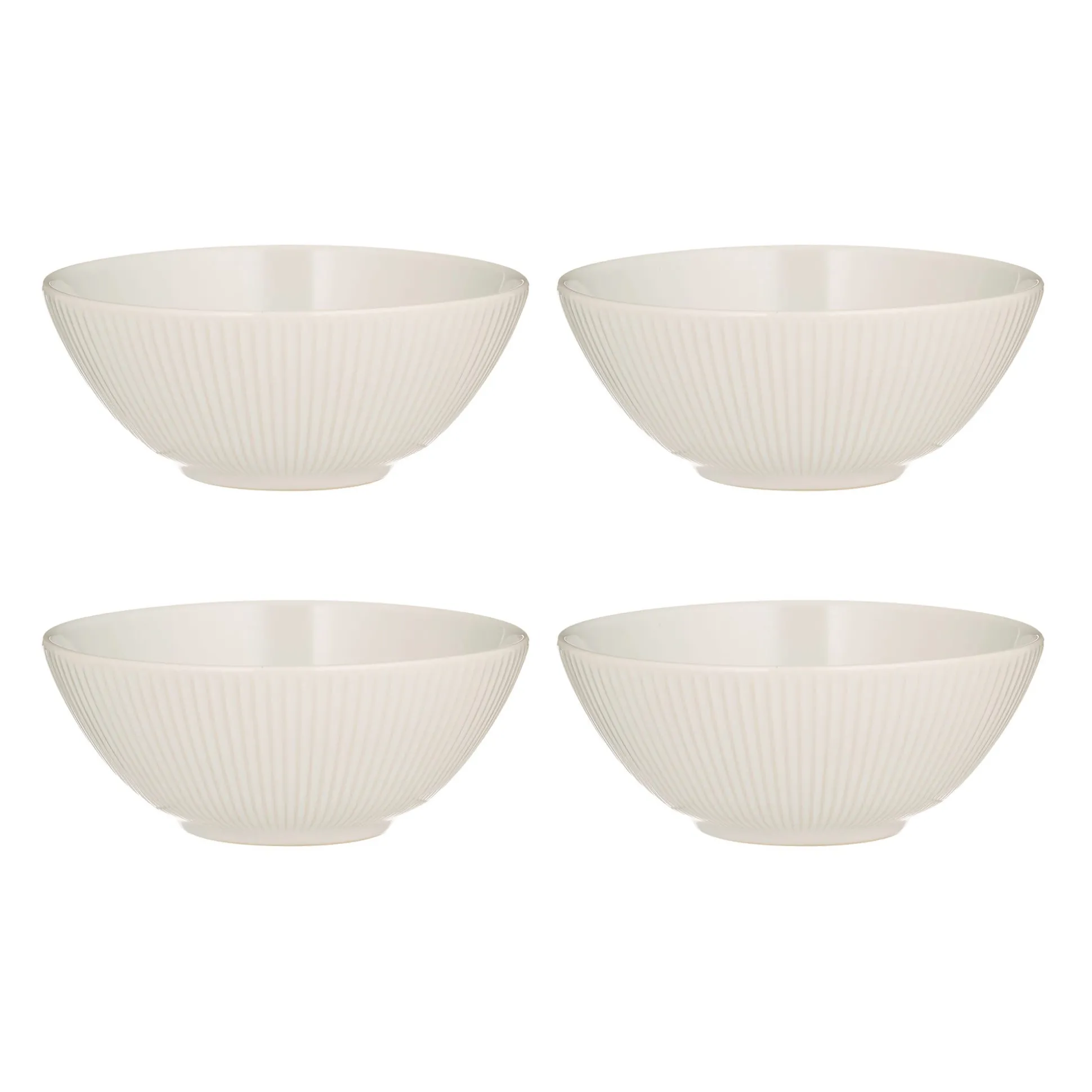 Linear Set Of 4 White Cereal Bowls