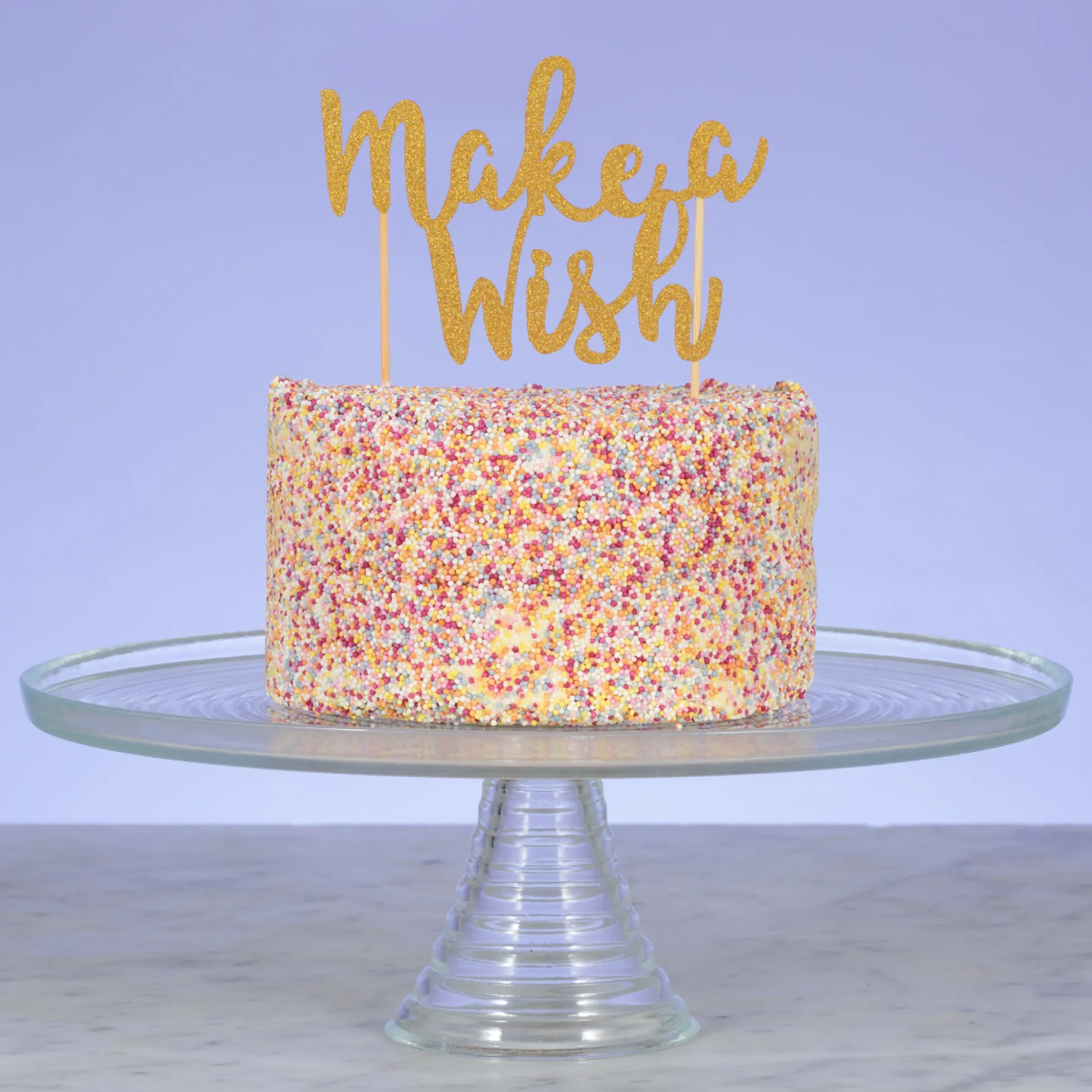 Make A Wish Gold Glitter Topper