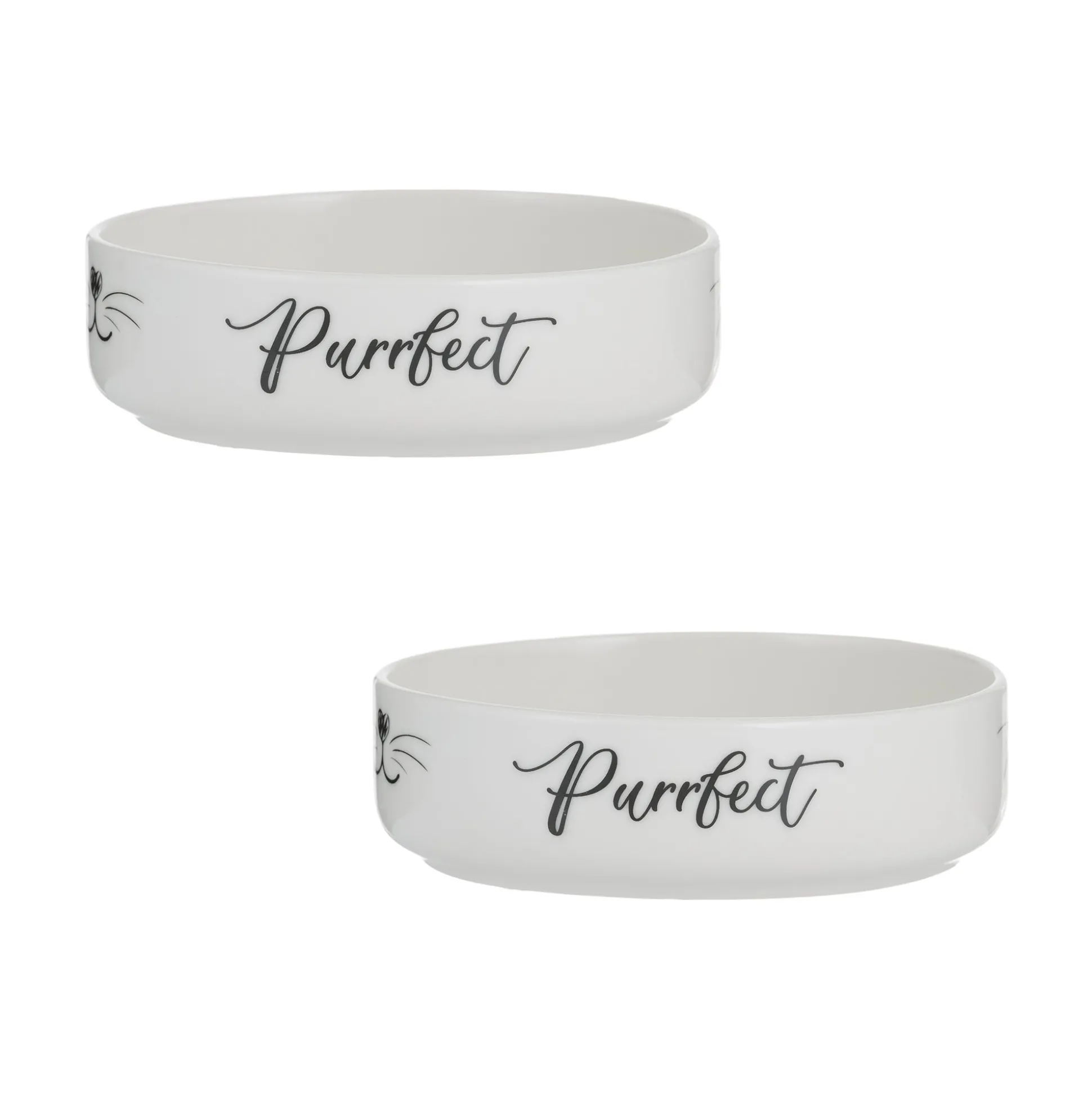 Purrfect Set Of 2 Cat Bowls 13x4cm