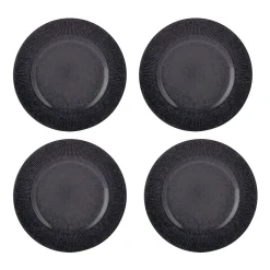 Reactive Linear Black Set Of 4 Dinner Plates