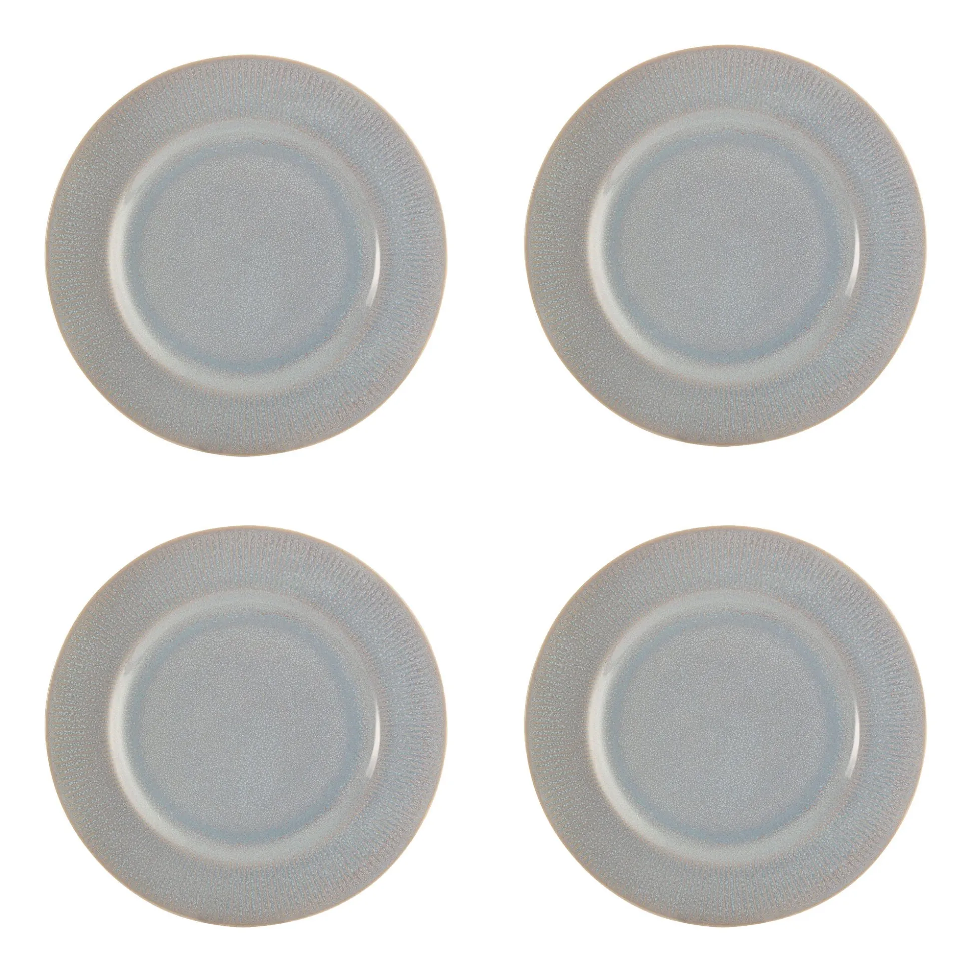 Reactive Linear Grey Set Of 4 Dinner Plates