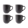 Reactive Linear Set Of 4 Black Mugs
