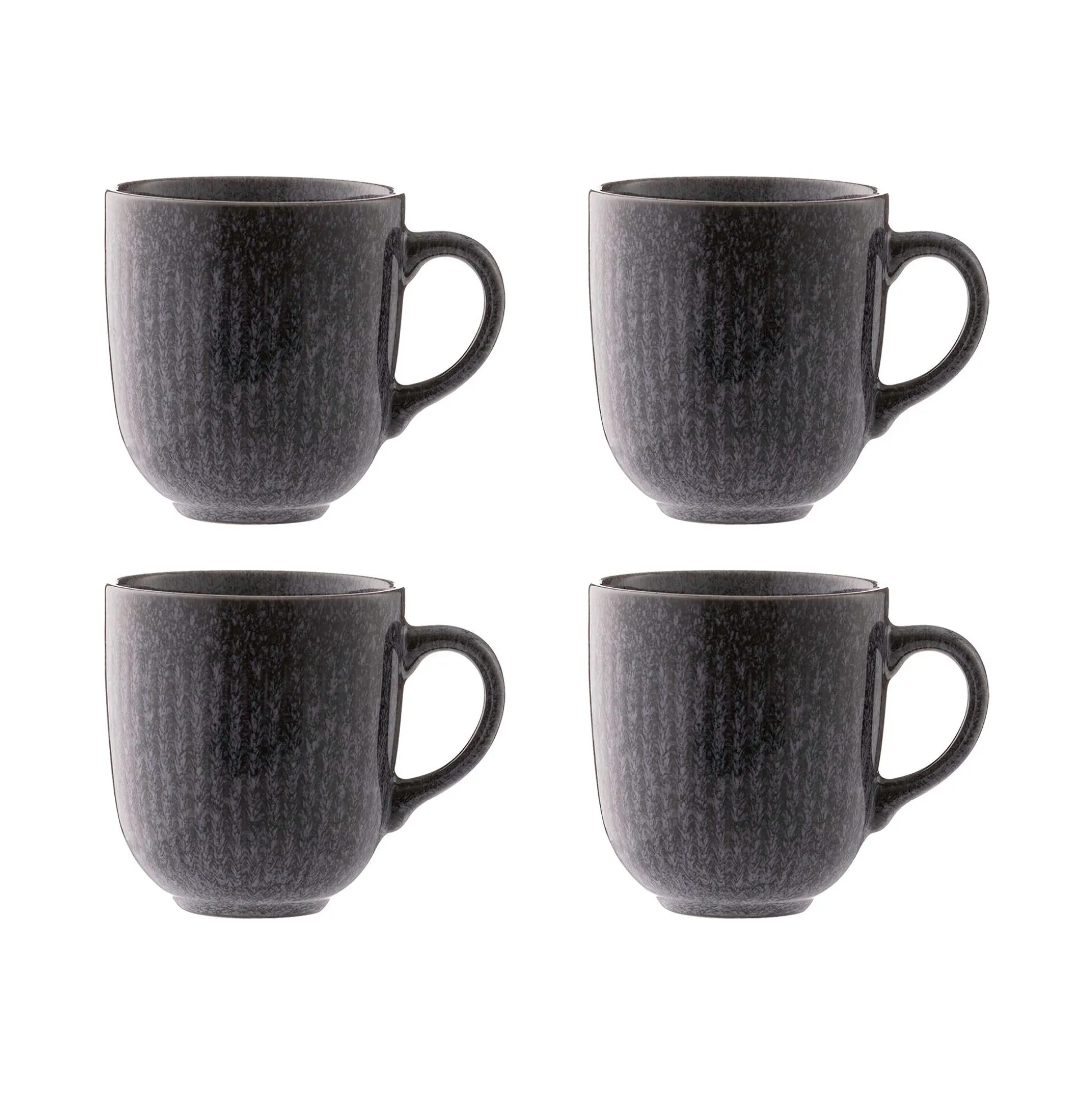 Reactive Linear Set Of 4 Black Mugs