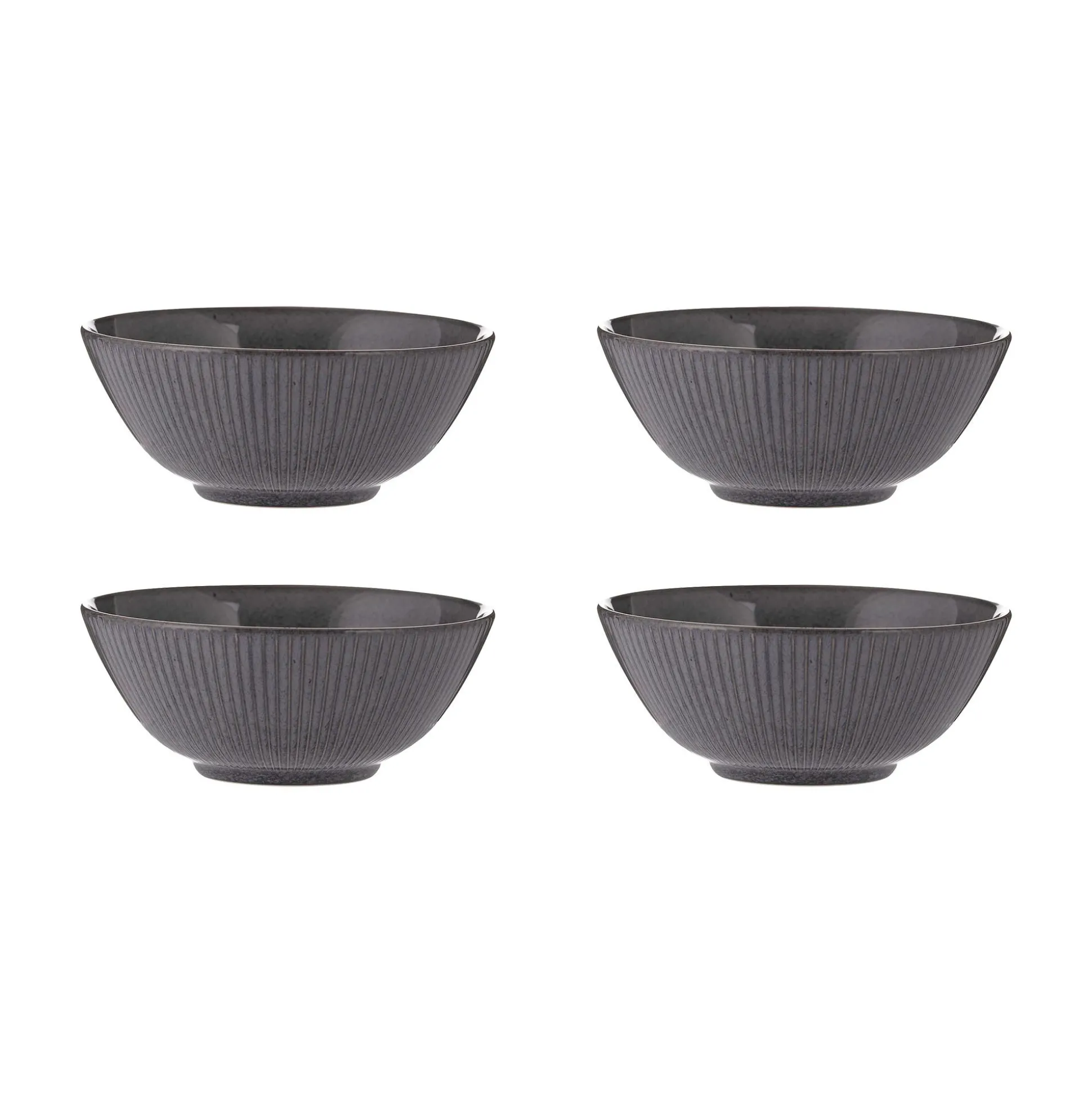 Reactive Linear Set Of 4 Black Bowls 16cm