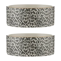 Splatter With Gold Rim Set Of 2 Pet Bowls
